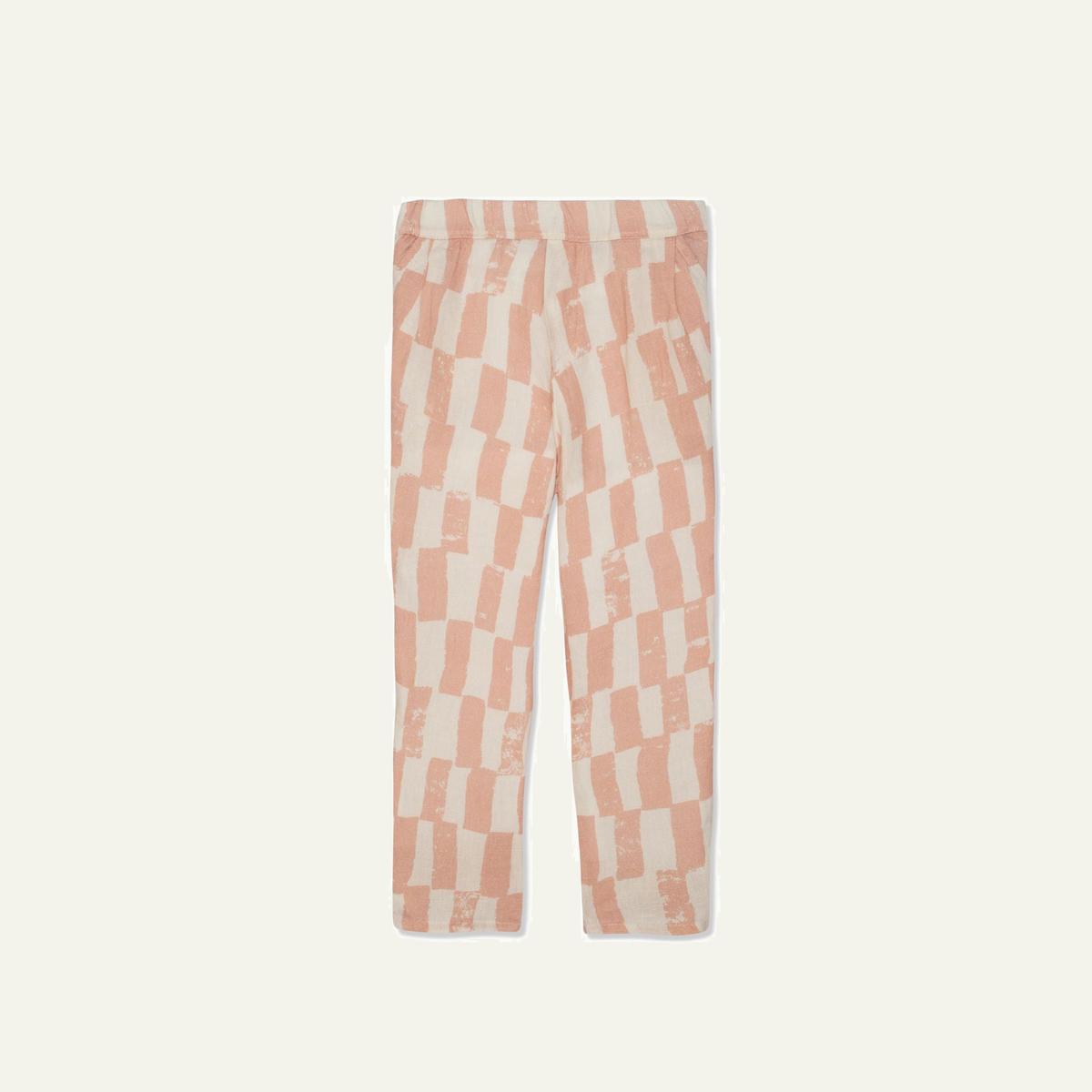 Checkered Linen Kid Pants - Natural/misty Rose