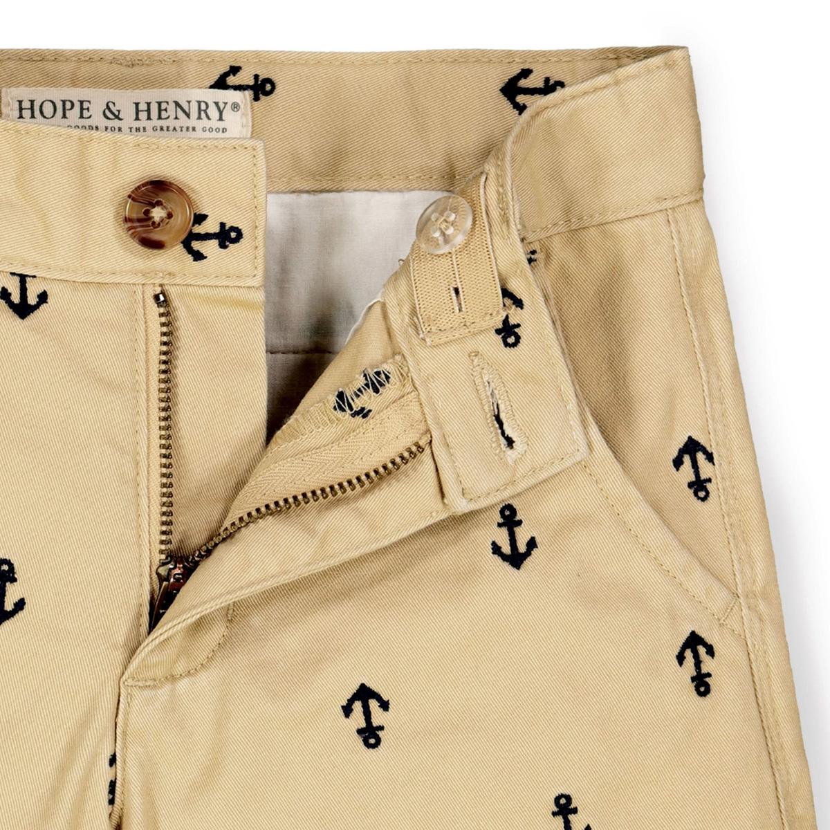 Chino Short - Khaki with Navy Anchors