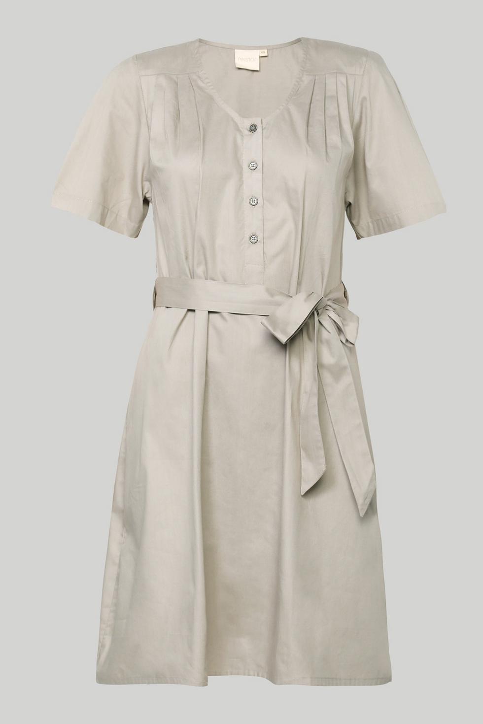Pleated Tent Dress - Poplin Ecru