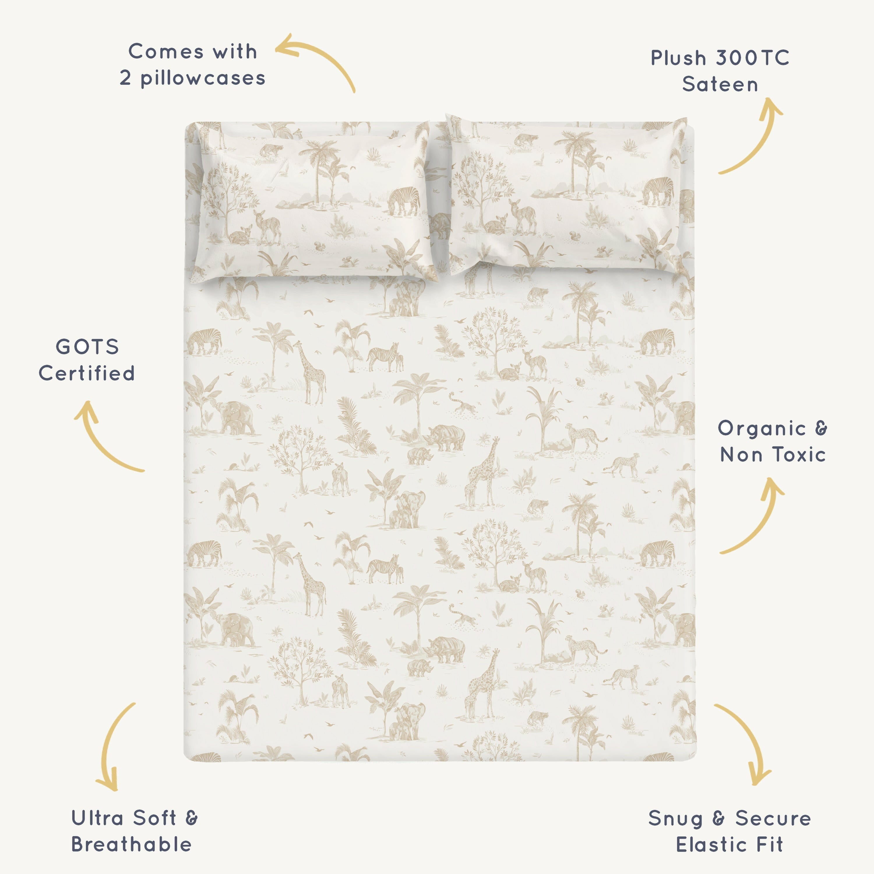 Organic Cotton Sheet Set - Safari Sheet Set Makemake Organics