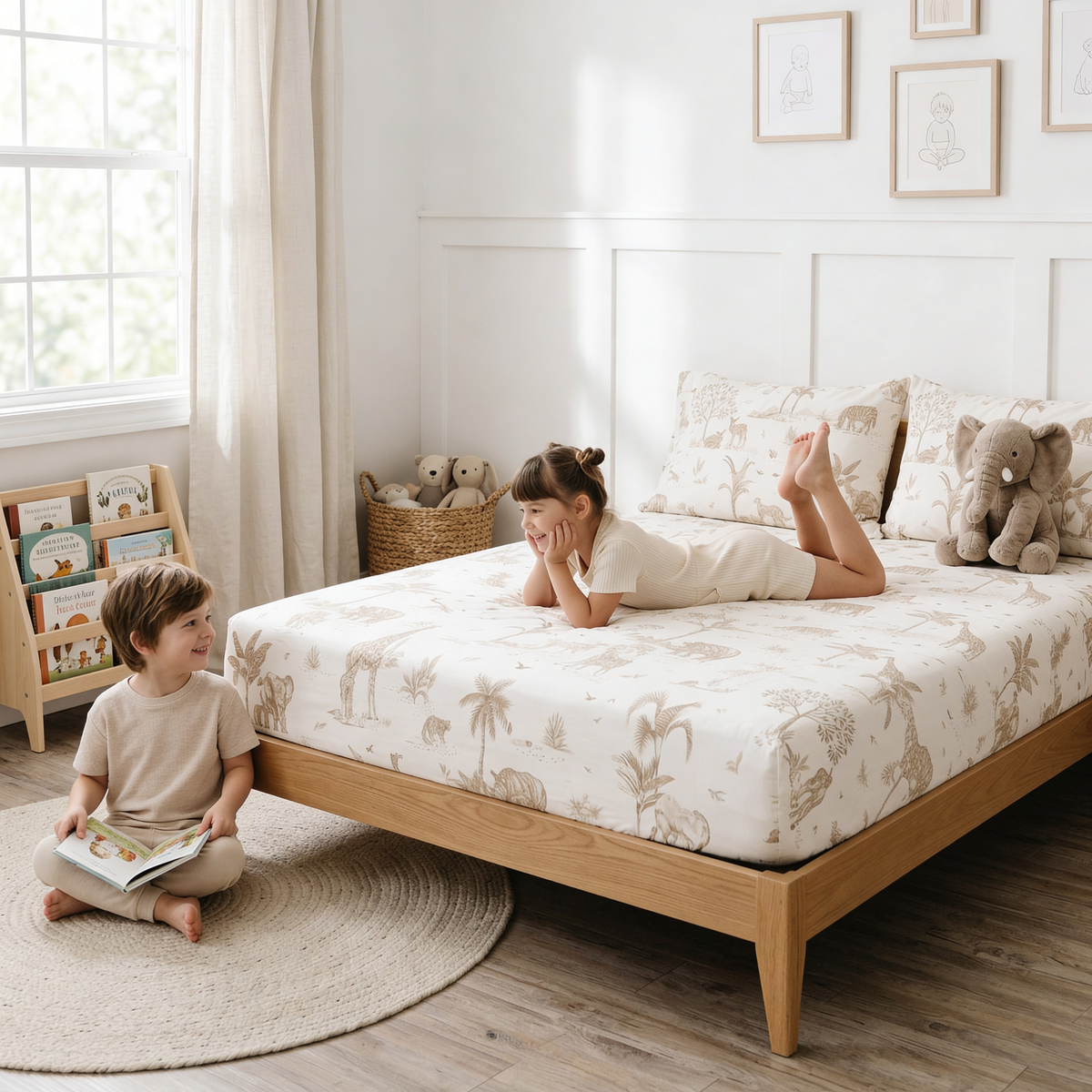 Organic Kids Fitted Sheet - Safari
