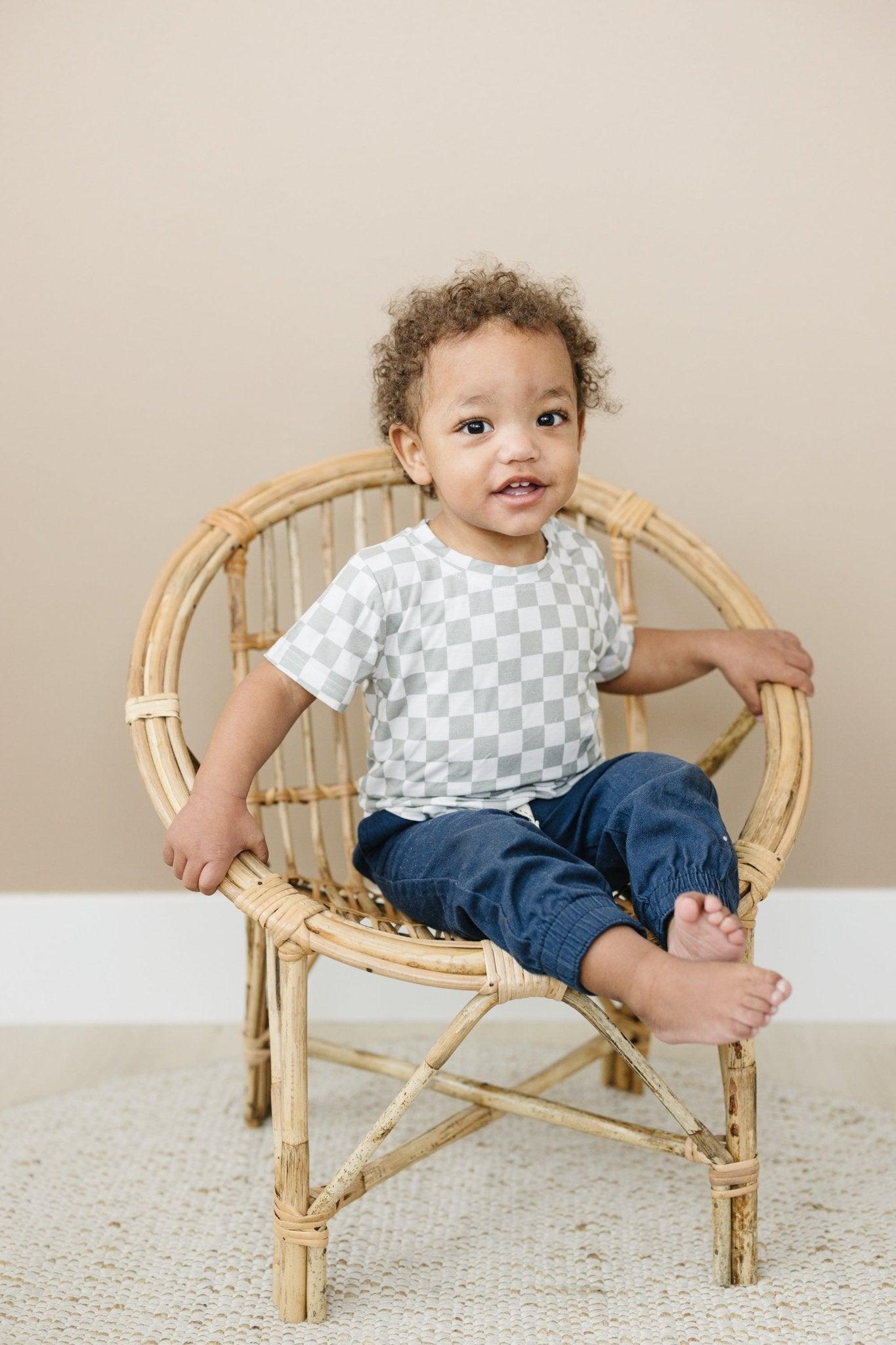Sage Checkered Bamboo Tee *Sizes 3/6m & Sz 6 Left