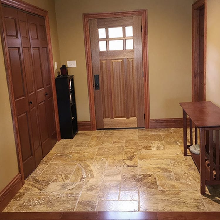 Scabos Antique Pattern Brushed, Chiseled, and Partially Filled Travertine Tile - Livfloors Collection