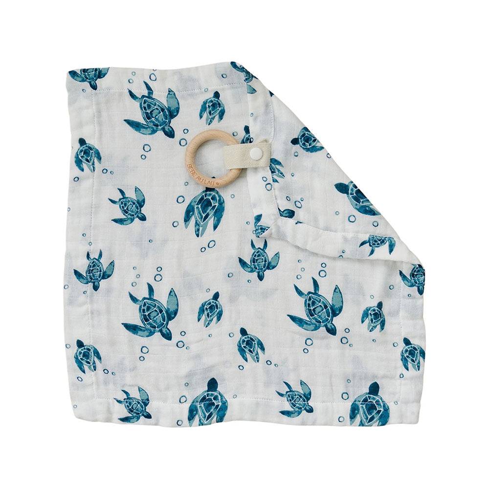 Sea Turtles Oh So Soft Muslin Teether Blanket Teether Blanket Bebe au Lait
