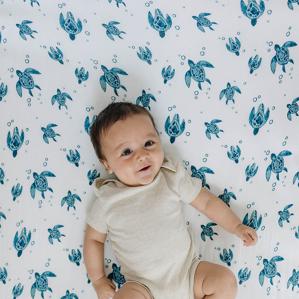 Sea Turtles Oh So Soft Muslin Crib Sheet Crib Sheet Bebe au Lait