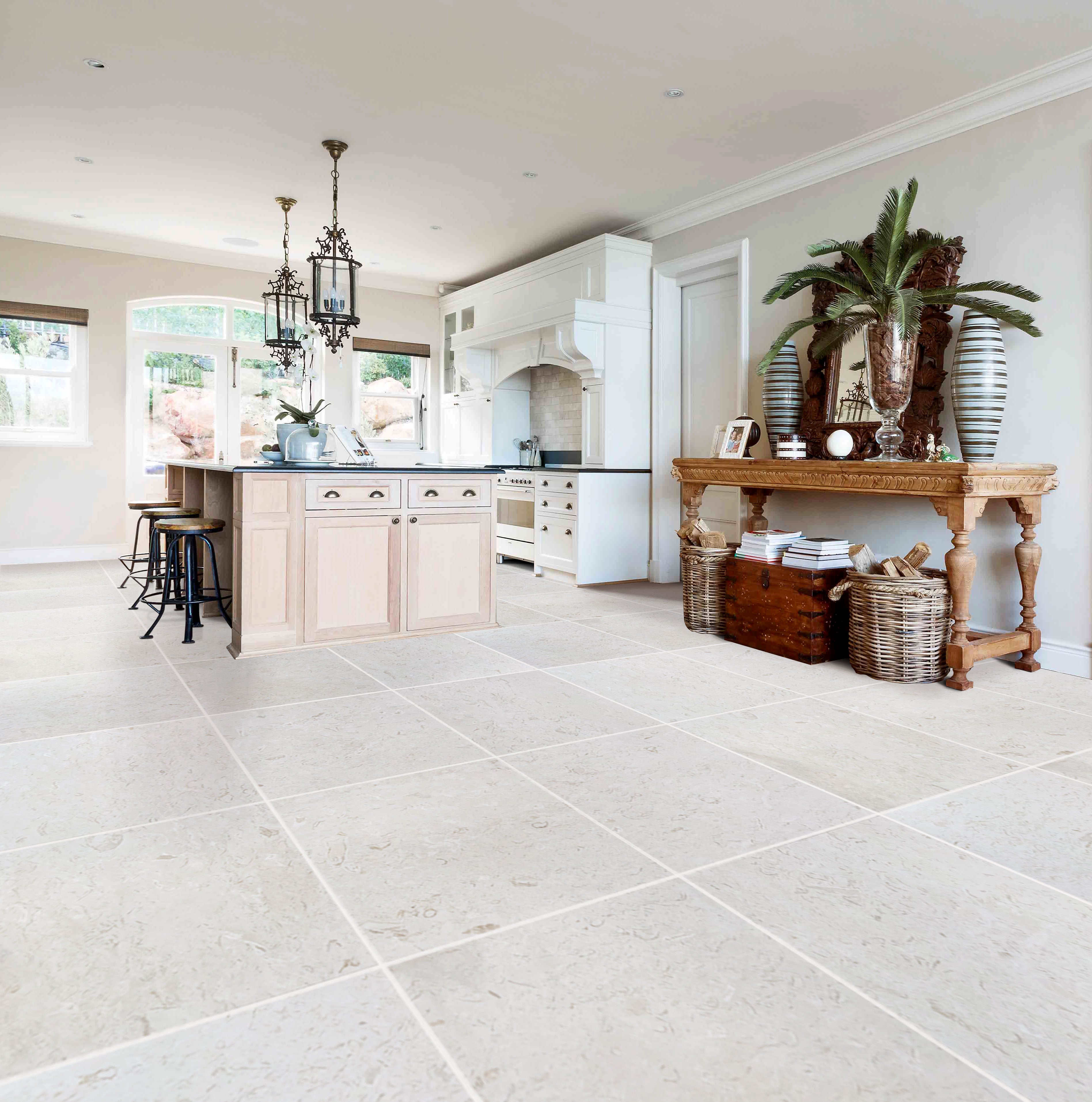 Shell Stone White Limestone Tiles 24"x24" Floor and Wall Tile - Belair Collection
