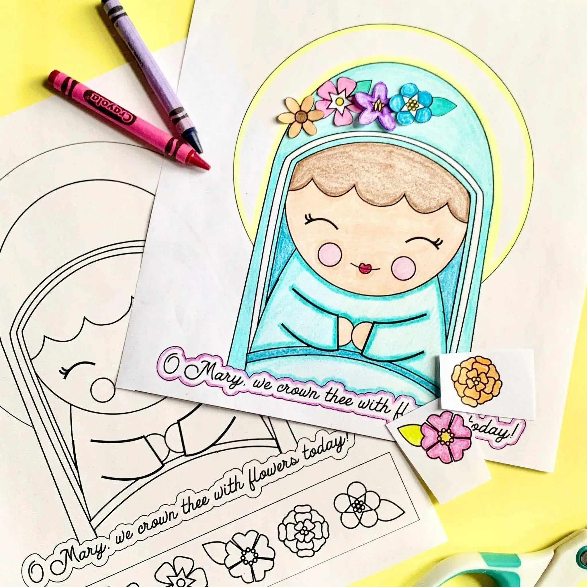 May Crowning Coloring Craft - Digital Download
