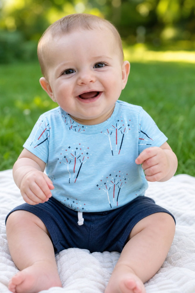 Short Sleeve Crewneck Tee - Sparkler Surprise