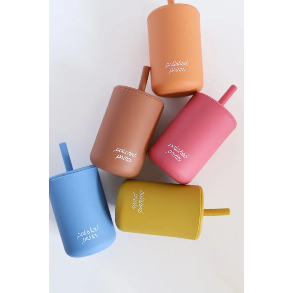 Mini Silicone Straw Cups for Kids in Toasted Nut