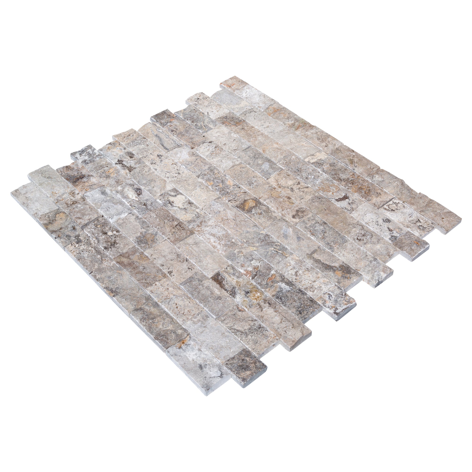 Silver 4"xFree Length Split-face Natural Travertine Wall Tile - Belair Collection