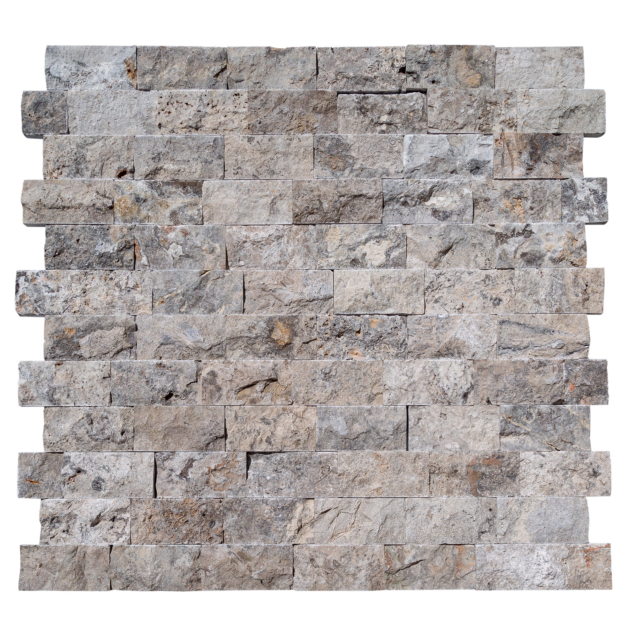 Silver 4"xFree Length Split-face Natural Travertine Wall Tile - Belair Collection