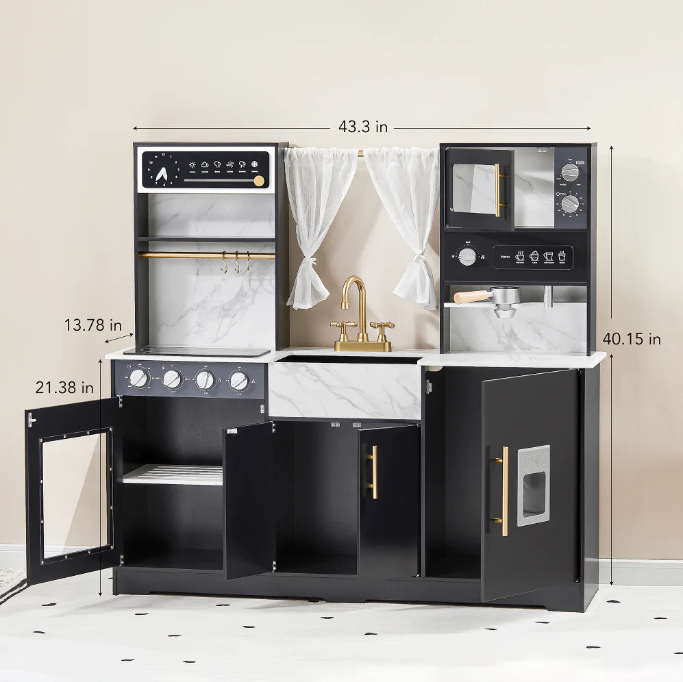Tiny Land® Trendy Black Style Play Kitchen Toy Tiny Land