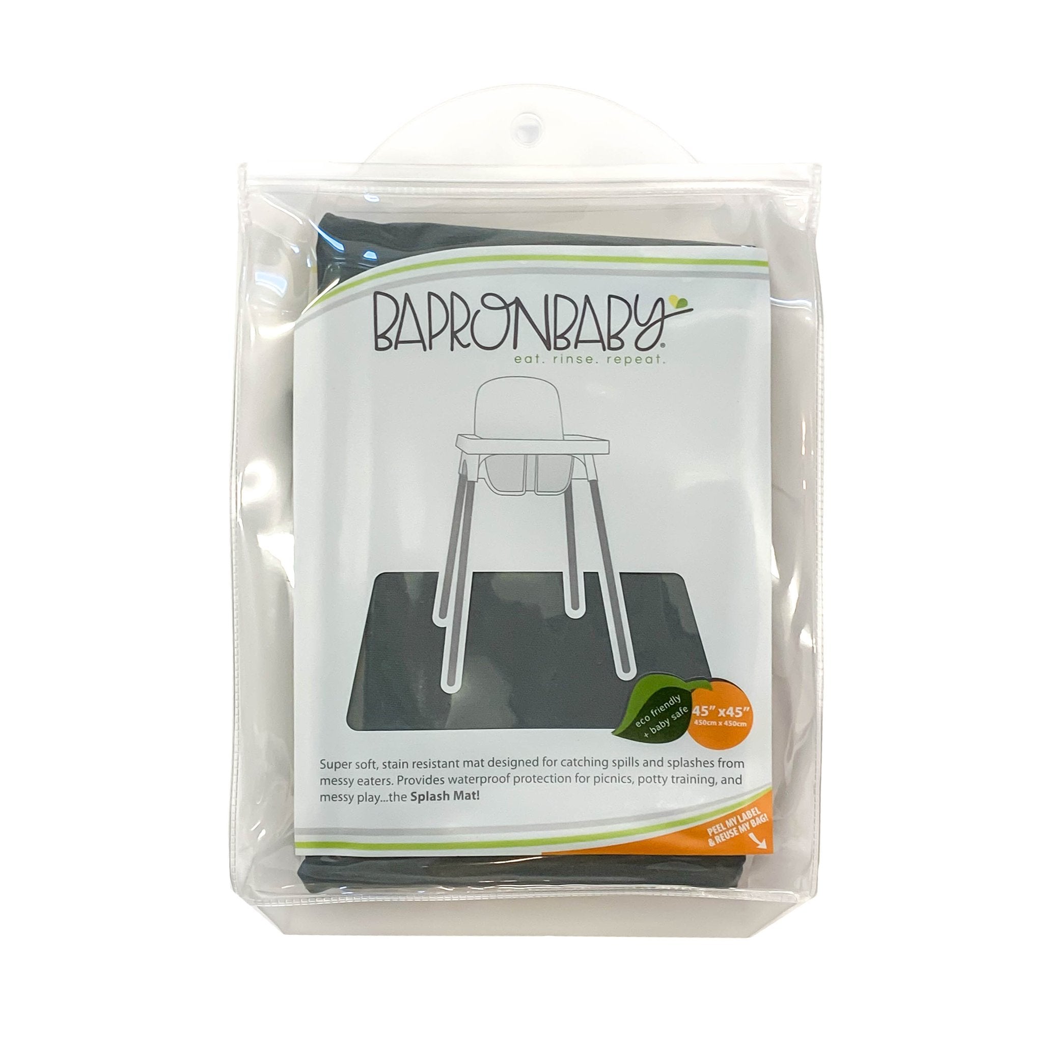 Solid Slate Minimalist Splash Mat - A Waterproof Catch-All for Highchair Spills and More! BapronBaby