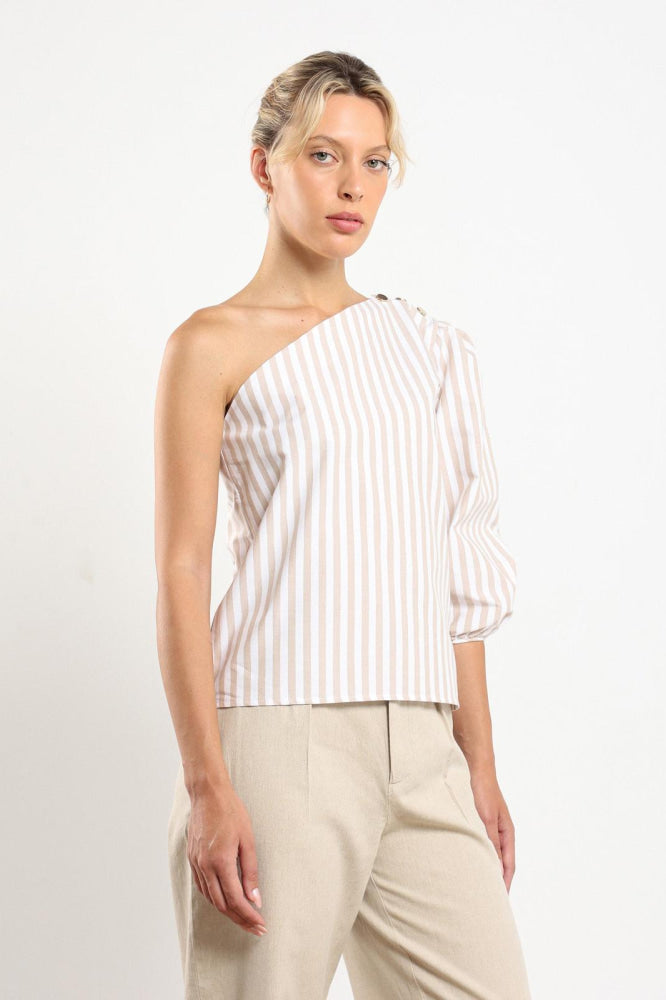 Sola Top - Beige Stripe