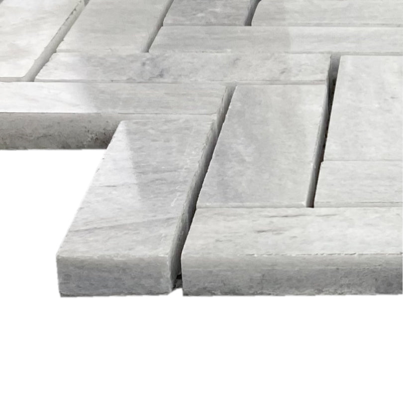 Solto White 1"x3" Herringbone on 12" x 12" Mesh Mosaic Tile - Belair Collection