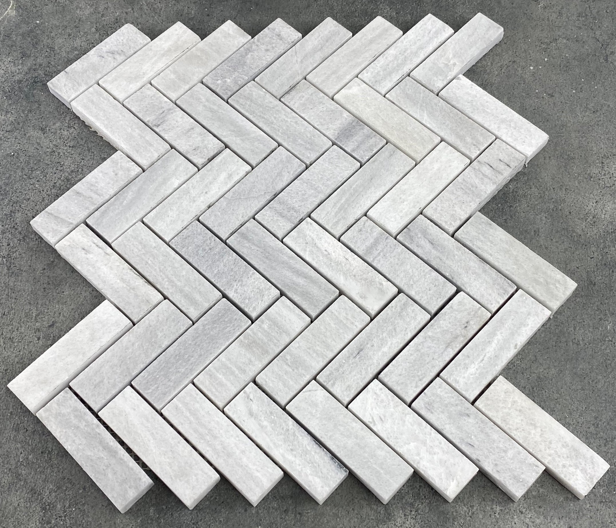 Solto White 1"x3" Herringbone on 12" x 12" Mesh Mosaic Tile - Belair Collection