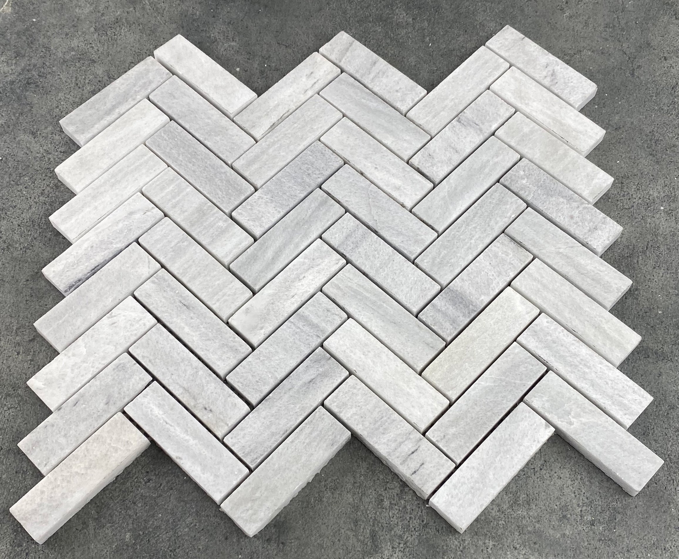 Solto White 1"x3" Herringbone on 12" x 12" Mesh Mosaic Tile - Belair Collection