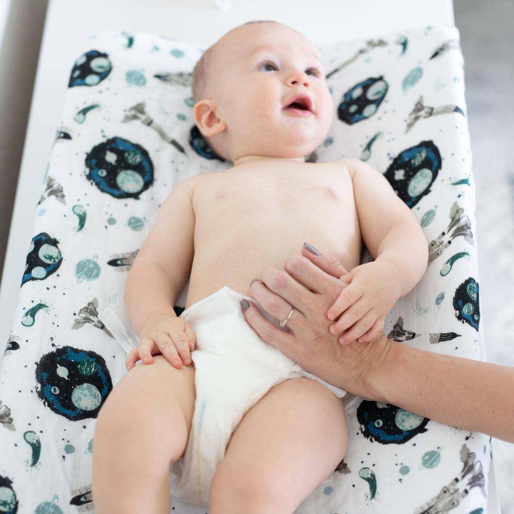 Space Oh So Soft Muslin Changing Pad Cover Changing Pad Cover Bebe au Lait