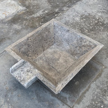 Silver Travertine Natural Stone Pool Square Cascade Water Bowl - Belair Collection