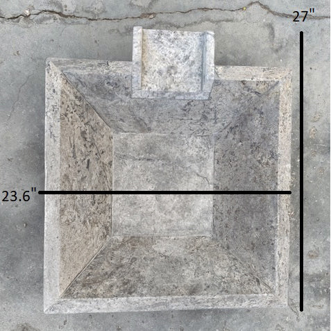Silver Travertine Natural Stone Pool Square Cascade Water Bowl - Belair Collection