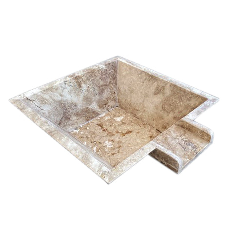 Walnut Travertine Natural Stone Pool Square Cascade Water Bowl - Belair Collection