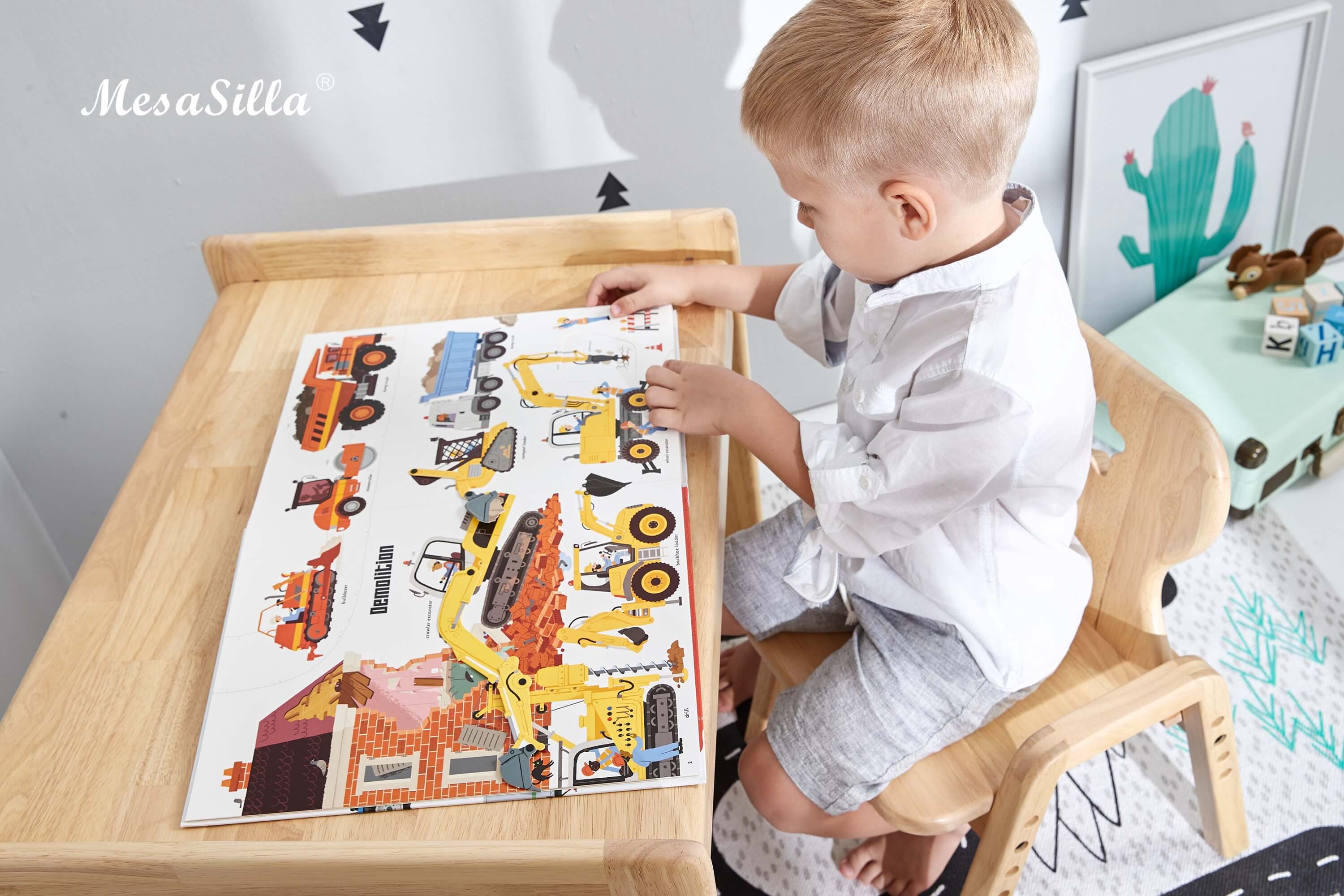 Mesasilla Primary Adjustable Table Set - with drawer-Bear Elephant Car Rabbit - Height Adjustable MesaSilla USA