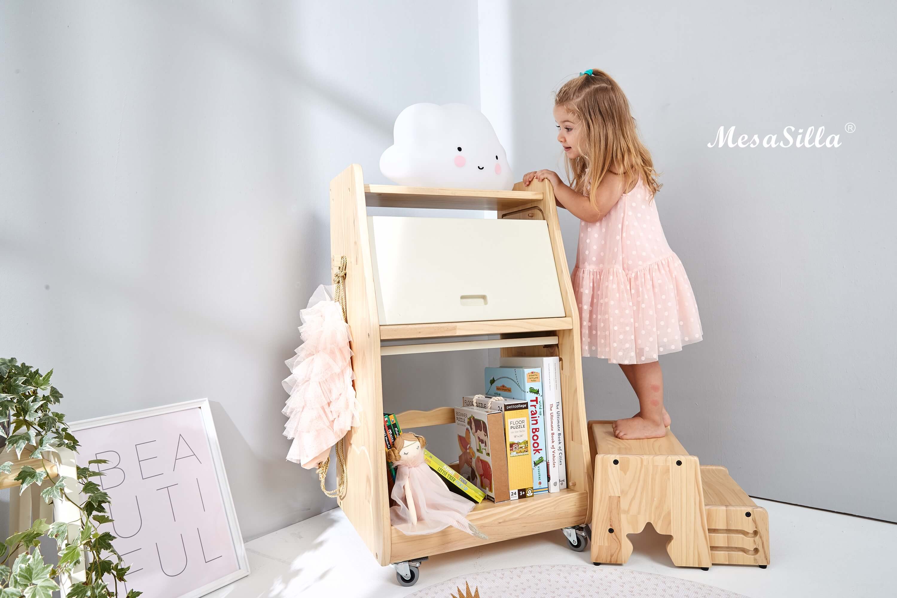 Mesasilla 2 Step Stool - Lightweight & Sturdy with Anti-Slip, Animal-Shaped Cutouts - Solid Wood Construction MesaSilla USA