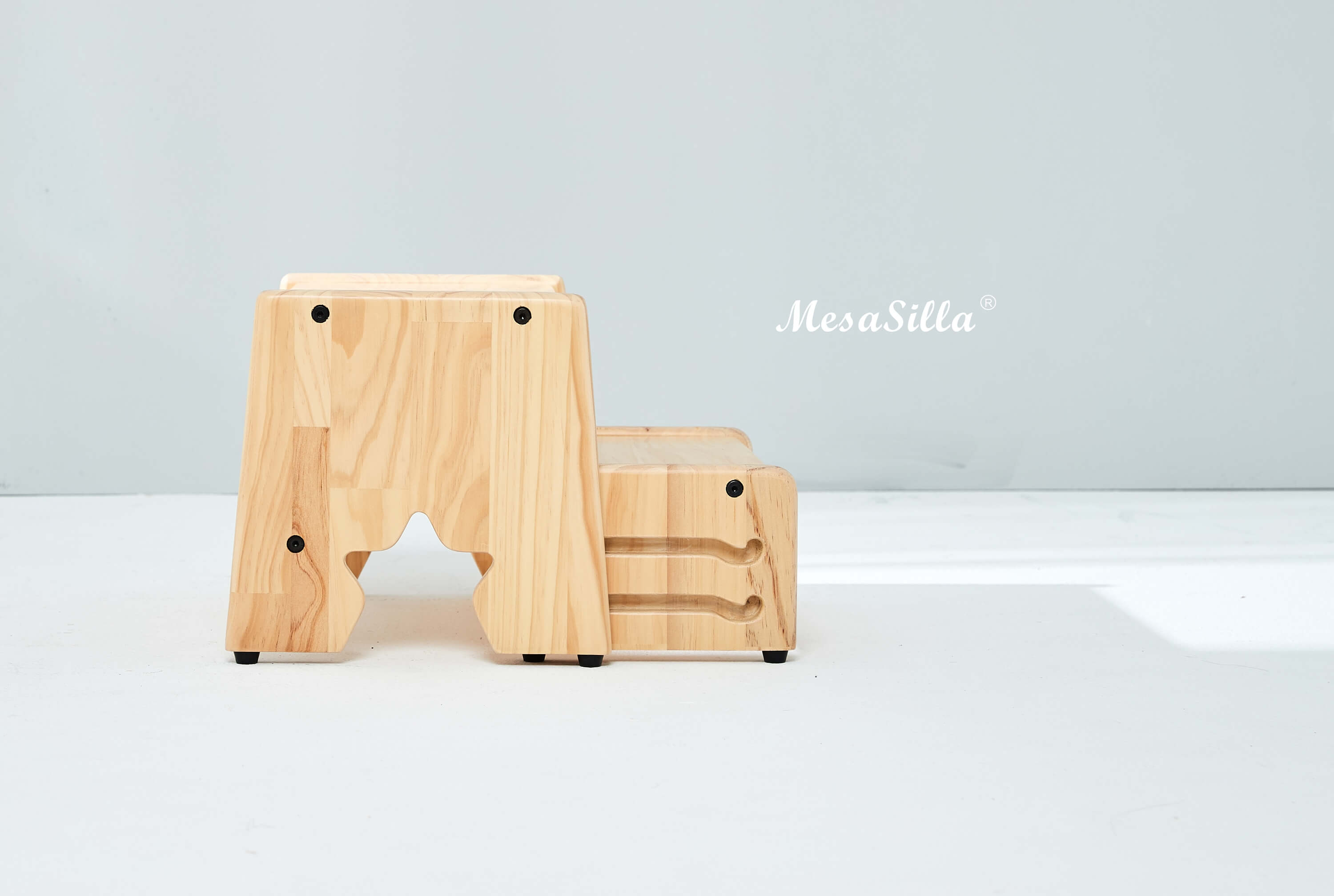 Mesasilla 2 Step Stool - Lightweight & Sturdy with Anti-Slip, Animal-Shaped Cutouts - Solid Wood Construction MesaSilla USA