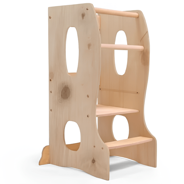 Stable Montessori Tower: Wooden Growing Chair - Beige