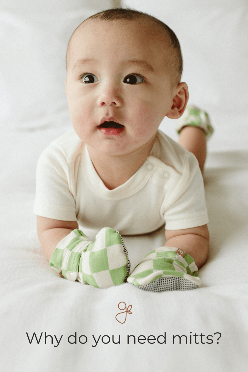 STAY ON MITTS | ARTICHOKE — Bamboo Organic Cotton Blend, 0–6M