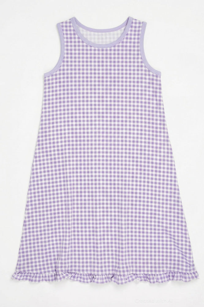 Summer Boho Dress - Gingham Purple
