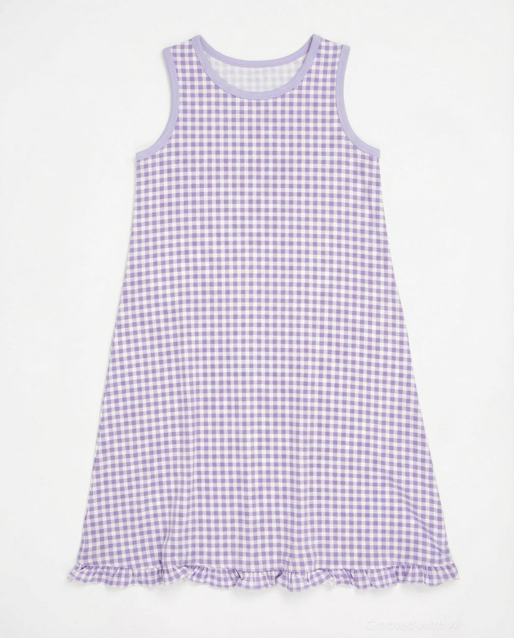 Summer Boho Dress - Gingham Purple