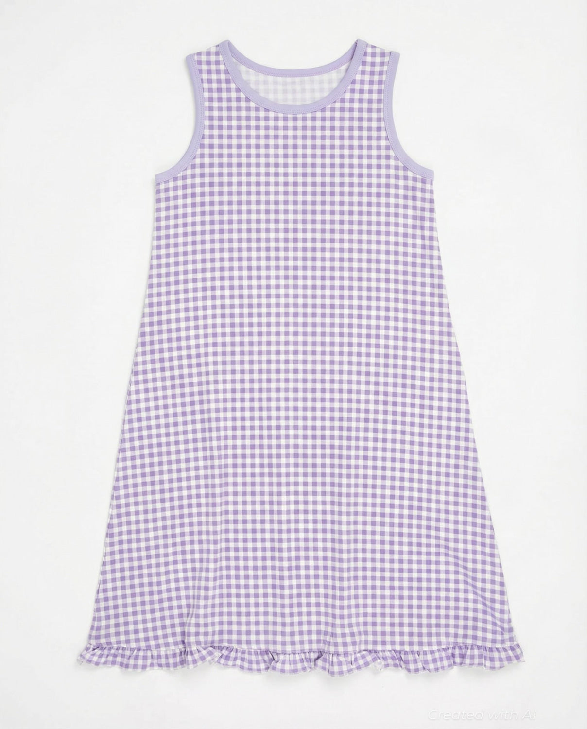 Summer Boho Dress - Gingham Purple