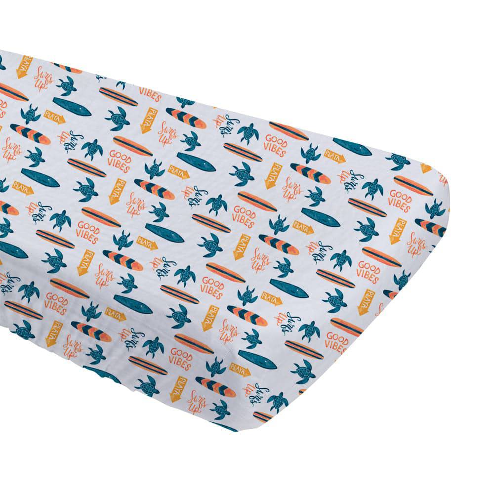 Surf Oh So Soft Muslin Crib Sheet Crib Sheet Bebe au Lait
