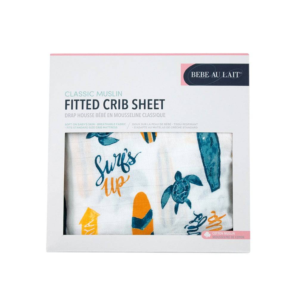 Surf Oh So Soft Muslin Crib Sheet Crib Sheet Bebe au Lait