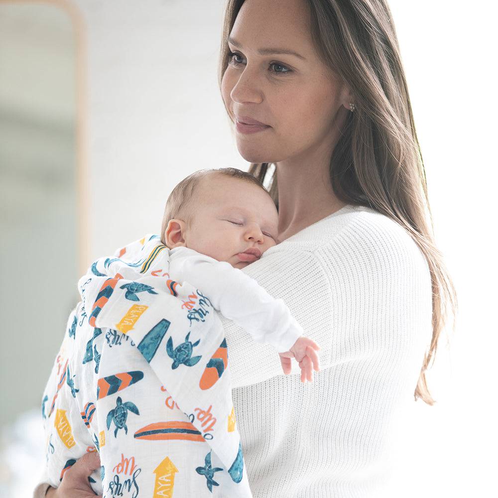 Muslin Swaddle Blanket Oh So Soft Surf Swaddle Blanket Bebe au Lait