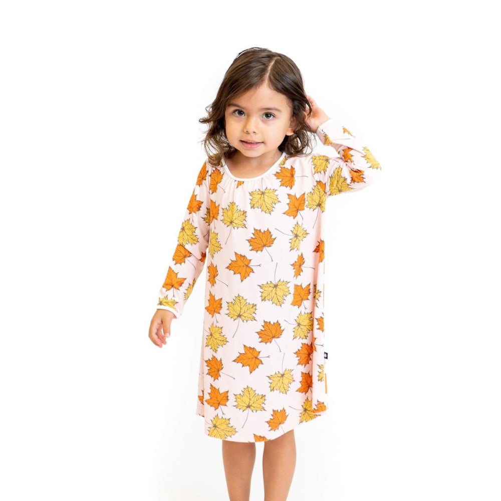 Sweetheart Dress - Pink Leaves