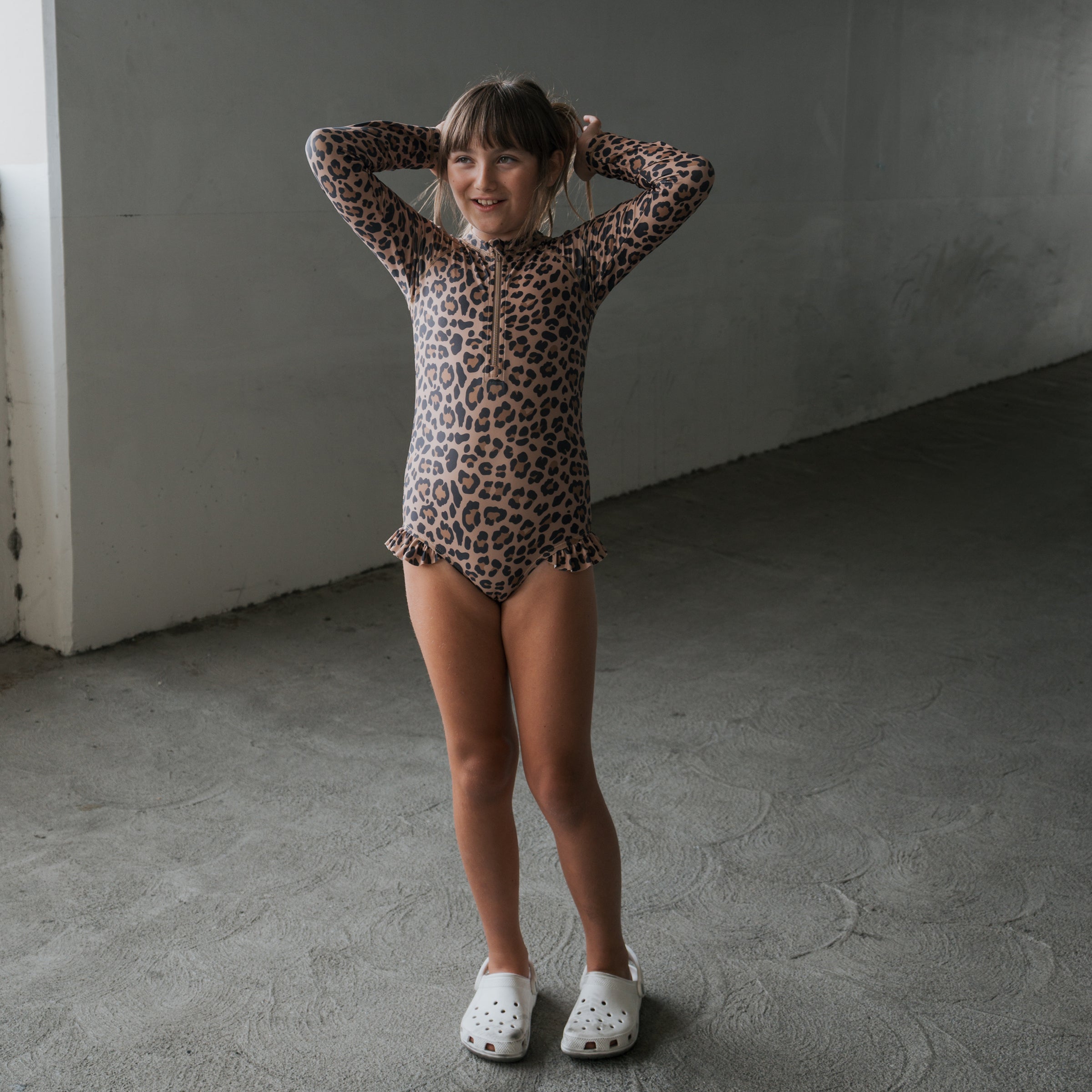 *PRE-ORDER* Girl's Long Sleeve Swimsuit | Leopard