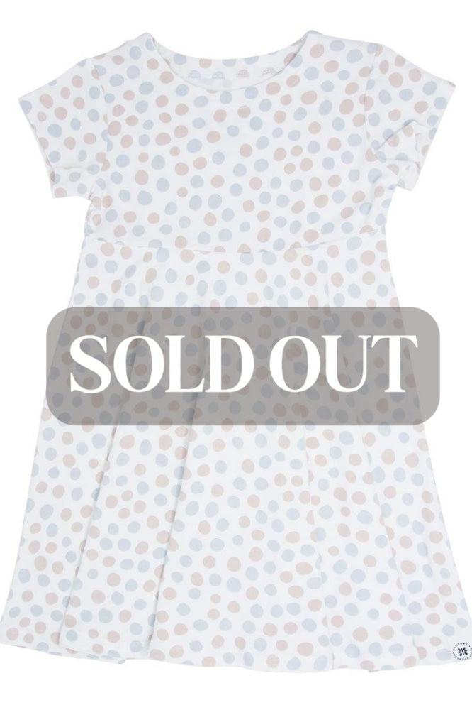 Swirly Girl Short Sleeve Dress - Polka Dot Grey