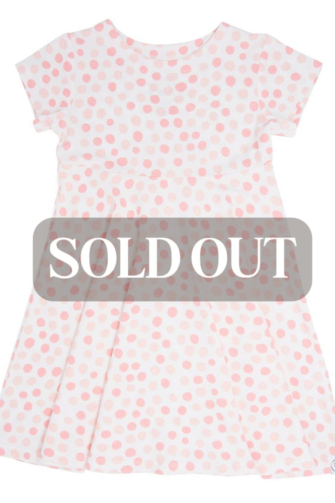 Swirly Girl Short Sleeve Dress - Polka Dot Pink