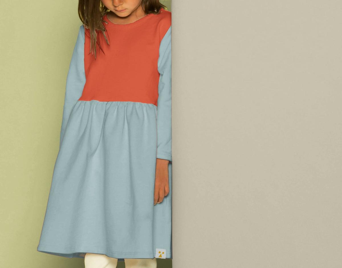 Two-Tone Organic Cotton Jersey Dress - West