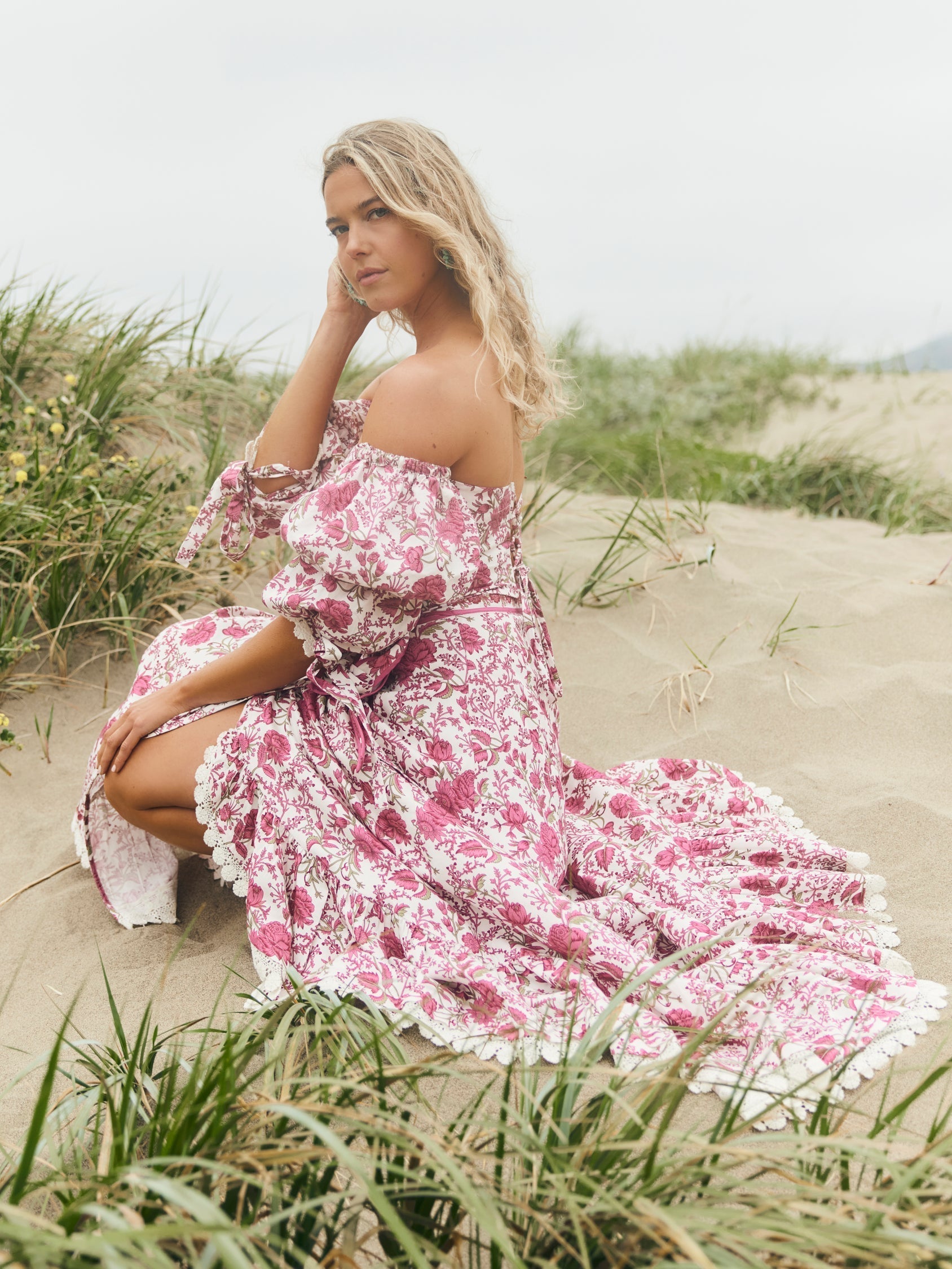 Hadley Off-The-Shoulder Top - Carmine Rose Floral