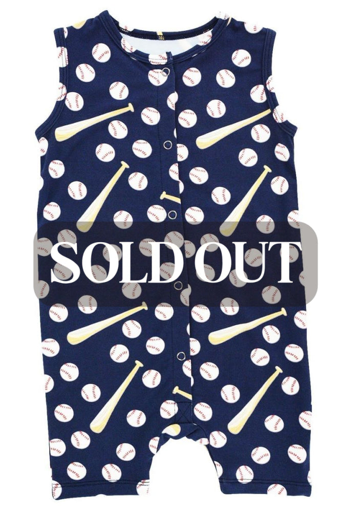 Tank Romper - Little Slugger Navy