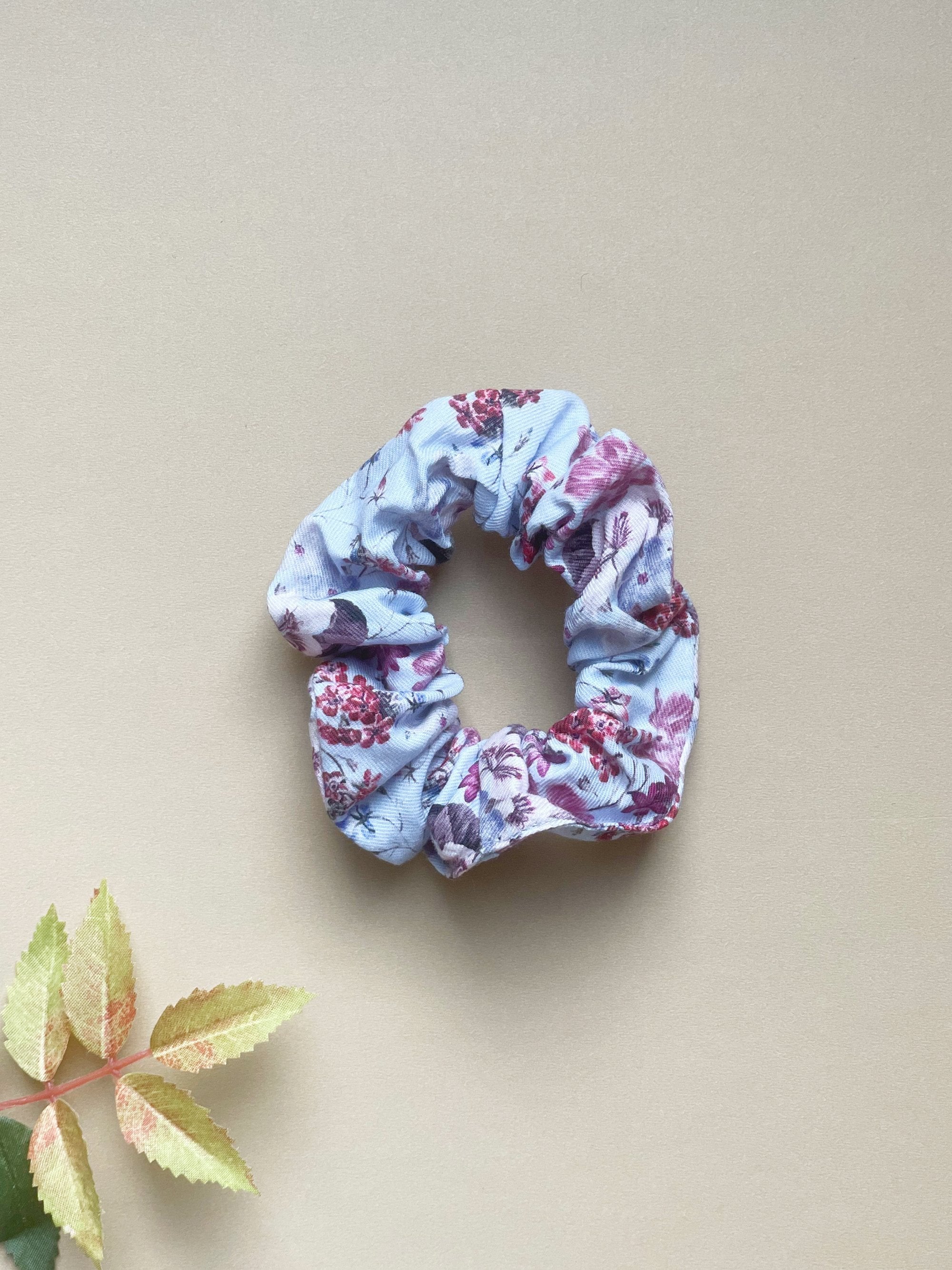 Scrunchie - Blue Flowers - FINAL SALE