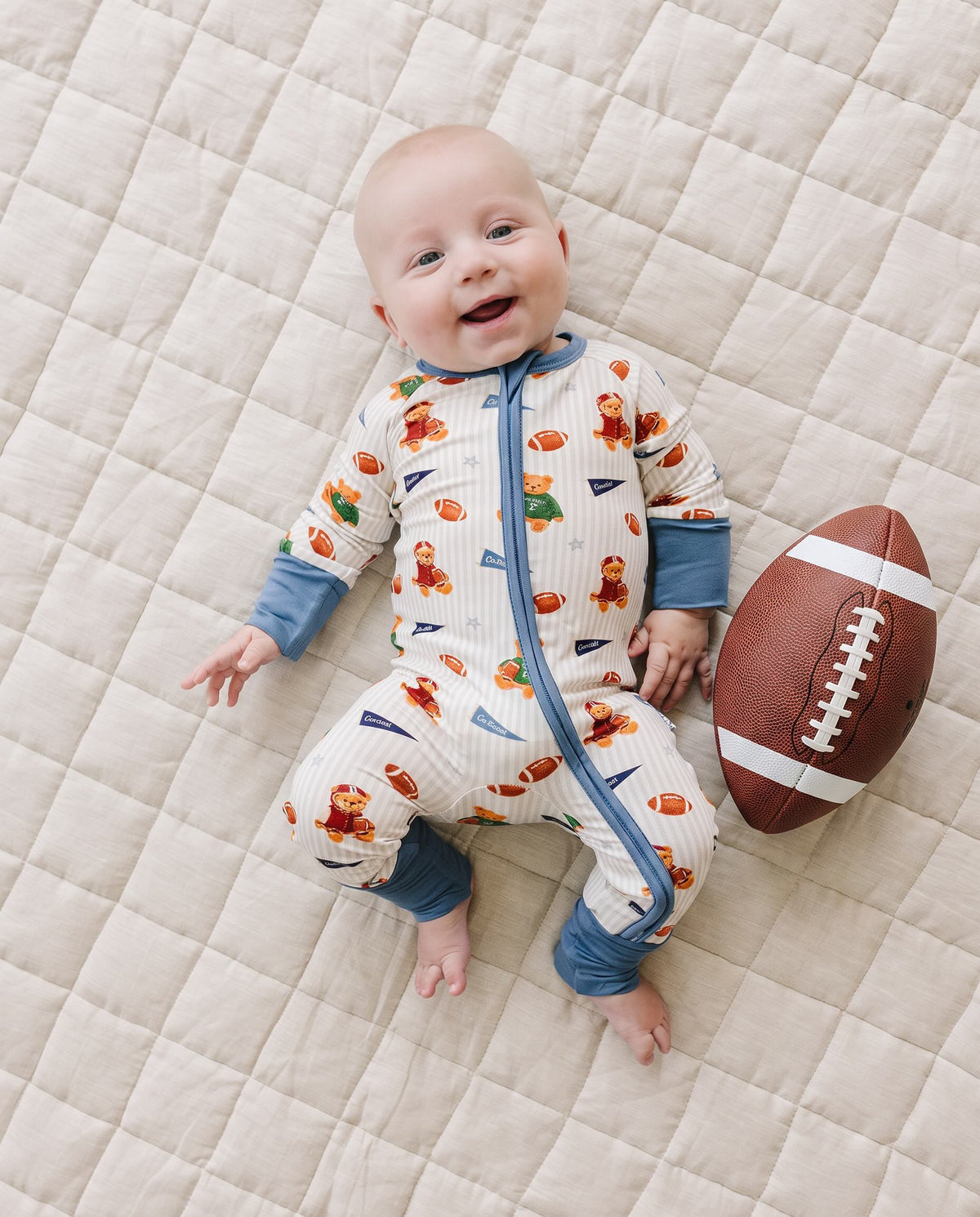 Bamboo Zip Romper | Touchdown Teddy