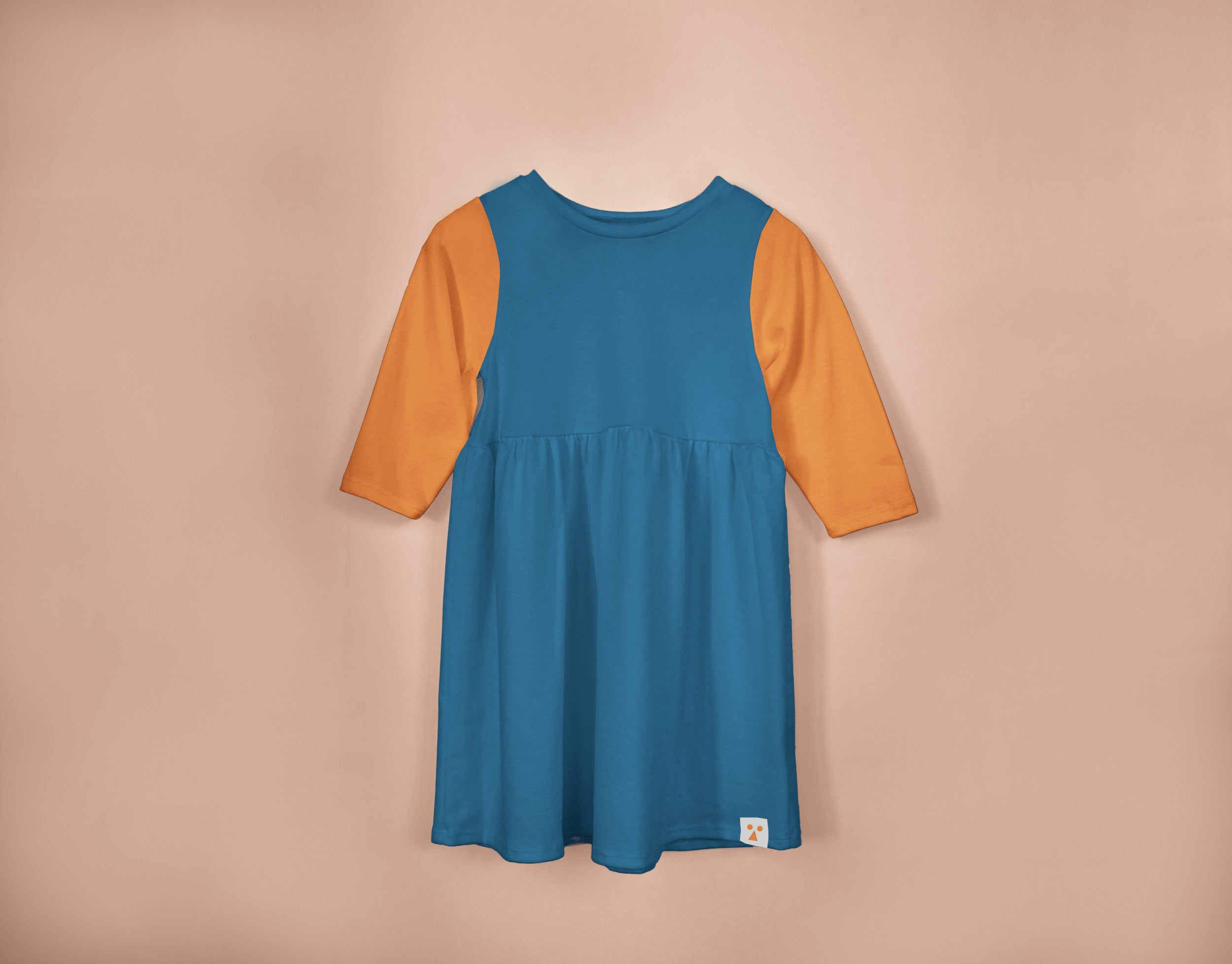 Long Sleeve Modal Two-Tone Dress - Pond