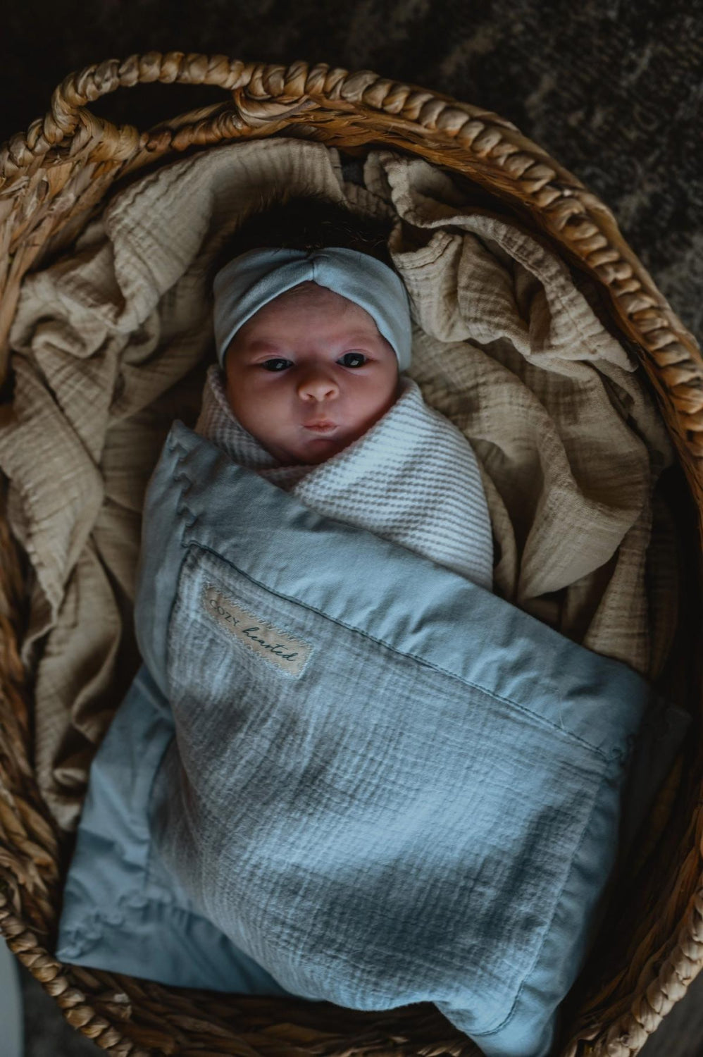 The Mini Cozy Lovey – Organic Baby Security Blanket Set - Baby Blue