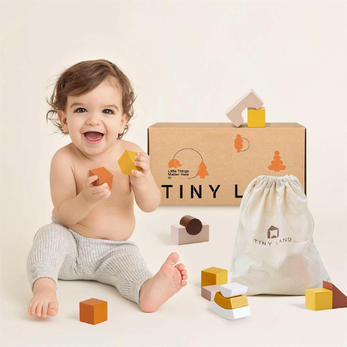 Tiny Land® Boho Mama best wooden blocks for kids wooden toys Tiny Land