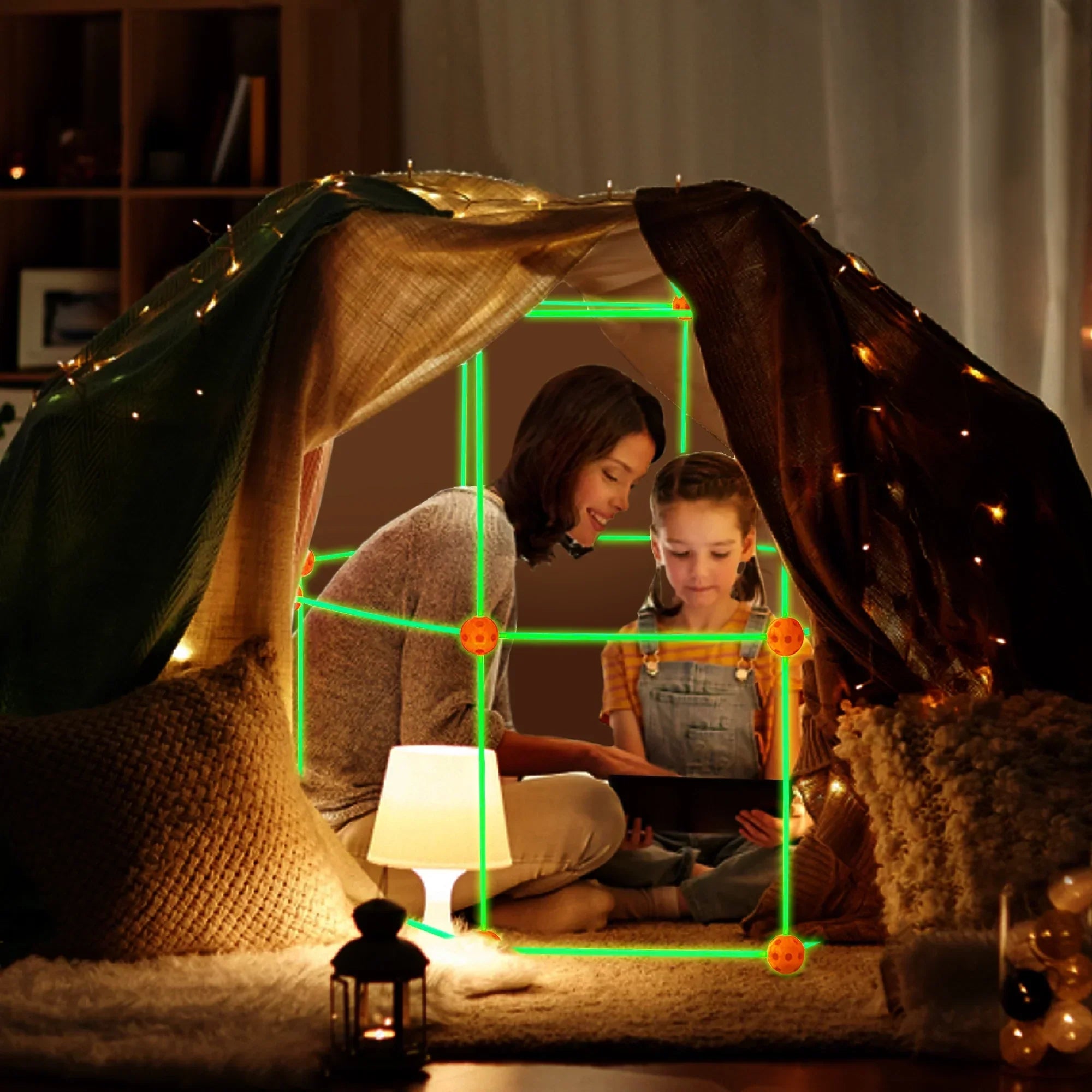 Tiny Land® Glow in The Dark Kids Fort With 130 pcs Toy Tiny Land