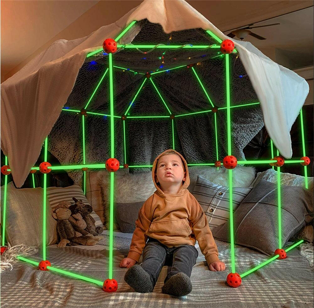Tiny Land® Glow in The Dark Kids Fort With 130 pcs Toy Tiny Land
